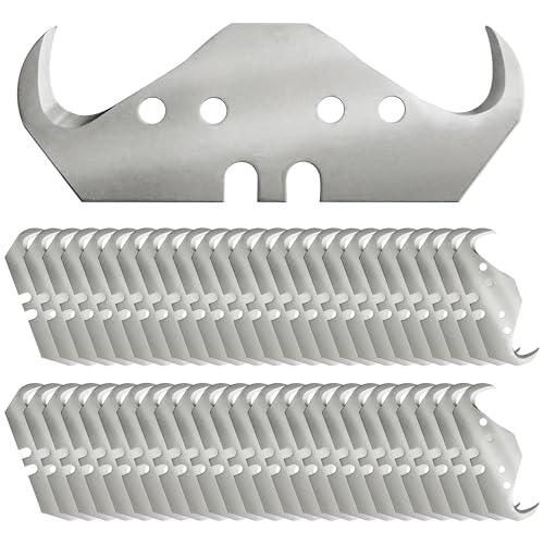 50PCS Utility Hook Blades, SK5 Carbon Steel Super Big Hook Trimming Blades, Safety Horn Knife Blade for Wallpaper, Cutting Carpets, Roofing, Industry Materials
