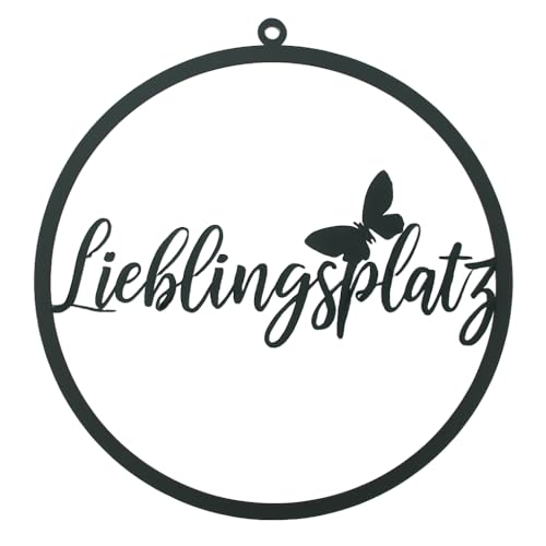 khevga Wanddeko Lieblingsplatz Ø 30 cm – Schwarzer Metall Hänger mit...