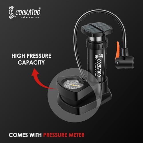 Image of Cockatoo Bicycle Foot Balloon Pump Machine for Bikes and Cycle, Balloon High Pressure Cycle Air Pump for Bicycle, Pump for Cycle Tyre