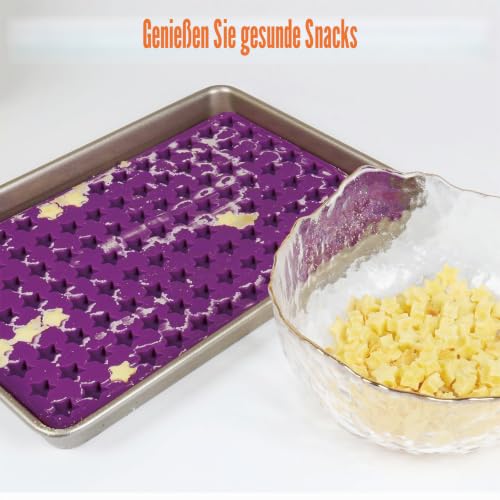 Silikon Hundekekse Backform, 112 Gitter Hundekuchen Backmatte mit Pentagramm-Formen für DIY Hundeleckerlies, Schokolade, Kekse, Süßigkeiten, BPA-Frei - Lila Pentagramm