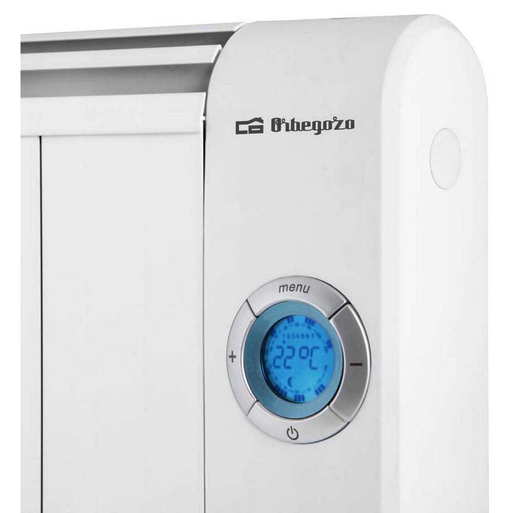 Orbegozo RRE 510 Radiateur à économie d'énergie, 3 éléments chauffants, écran numérique LCD, télécommande, programmable, 500 W, aluminium, blanc