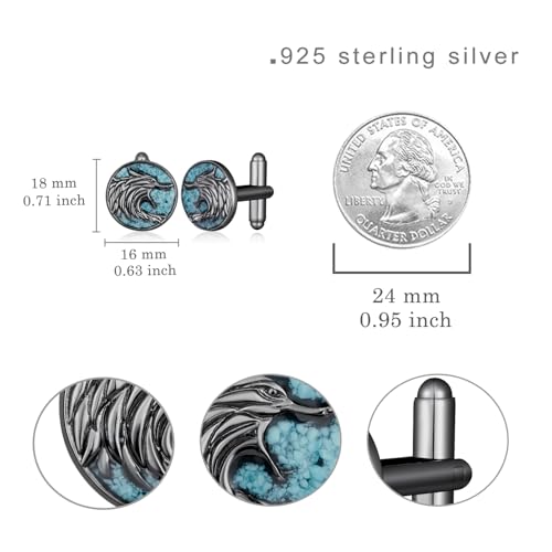 Mancuernillas para hombre en plata 925 con turquesa miniatura 4