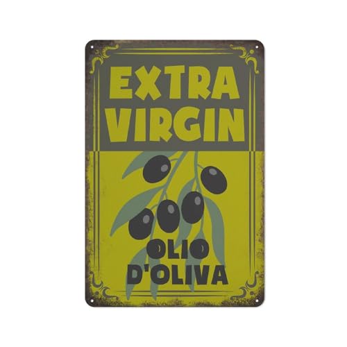 Olive Oil Kitchen Wall Art Italian Poster Green Metal Tin Plaque Vintage Room Gift Aluminium Creative Novelty Unique Funny Decoration 8"x12"