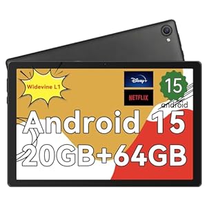 Whitedeer Android Tablet 10 Zoll - Android 15 Octa Core Gaming Tablet mit 20GB+64GB+1TB TF, Tablet PC mit OTG-Übertragung und Wi-Fi 6G, Widevine L1, 000mAh - Schwarz