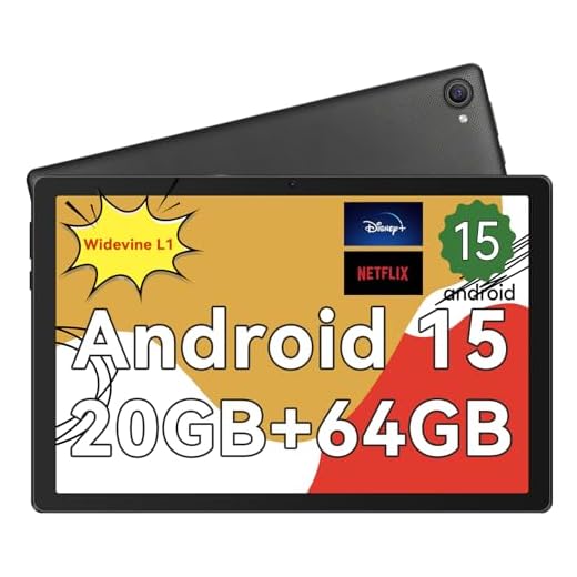 Whitedeer Android Tablet 10 Zoll - Android 15 Octa Core Gaming Tablet mit 20GB+64GB+1TB TF, Tablet PC mit OTG-Übertragung und Wi-Fi 6G, Widevine L1,5000mAh - Schwarz