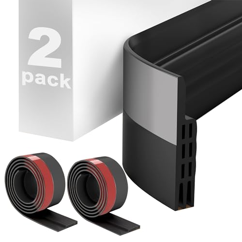 2 Rollos Burlete Puerta Entrada, 5 cm x 100 cm, Burlete Bajo Puerta Burlete Autoadhesivo de Goma de Silicona, Insonorización, Protección contra el Frío y Sellado(Negro)
