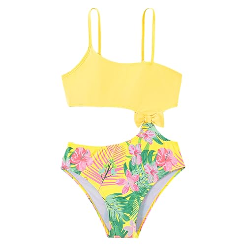 Little Big Girls' Cutout Floral Monokini One-Piece Swimsuit Spaghetti Straps Hawaii Beachwear