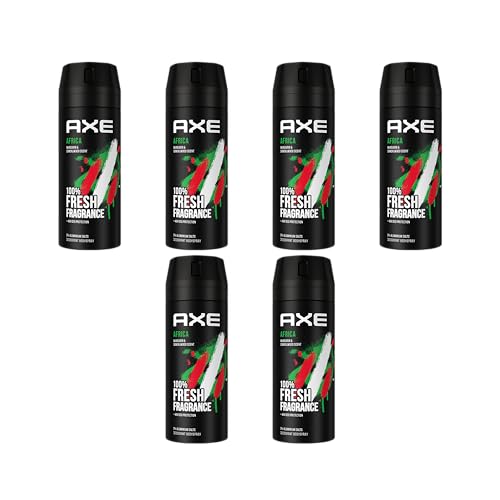 AXE Bodyspray Africa 6 x 150 ml Desodorante en spray desodorante masculino desodorante para hombres hombres Men Body Spray sin aluminio (6 productos)