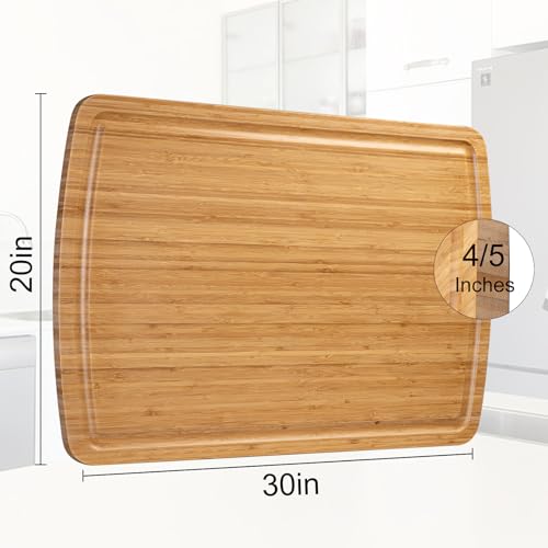 30 Inch Extra Large Bamboo Cutting Board for Kitchen, Wooden Stove Top Cover Noodle Board, Meat Cutting Board for BBQ with Juice Groove, Over the Sink Cutting Board