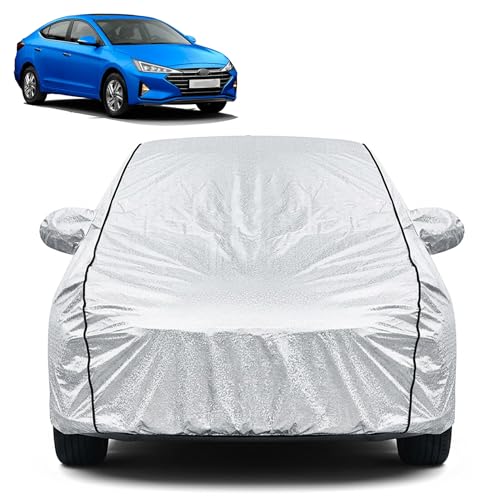 Image of Waterproof Car Cover for Hyundai Elantra | Dustproof, UV Resistant & Scratch Protection | Soft Cotton Lining | Triple Stitched | Mirror Pockets & Elastic Fit | Silver