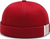 YeeHeen Dome Brimless Hats for Women Men Beanie Docker Cap Sailor Skull Cap Red