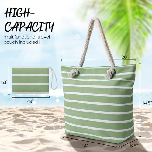 Tavaleu Beach Bags for Women - Large Beach Bag with Zipper Waterproof Sandproof, Swim Pool Tote Bag Vacation3