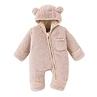 Generico Tutina Neonato 0-3 Mesi Maschio Tuta pagliaccetto con cappuccio in pile cappotto invernale orso dei cartoni animati neonato 0-12 Mesi(Grigio,0-3 mesi)