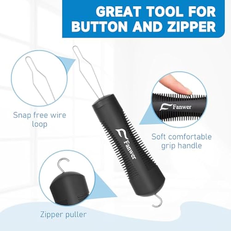 Fanwer 2 Pack Button Hook and Zipper Pull Helper, Button Assist Tool, Button Hook Dressing Aid Tool for Easy Button, One Handed Gadgets Adaptive Equipment, Gifts for Seniors, Arthritis, Weak Hands