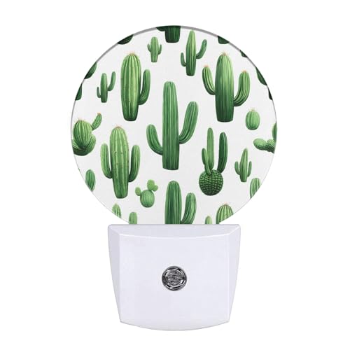 Image of EKOBLA Cactus Night Light, Green Cactus with inchStuck On You inch Quote Night Lights Plug Into Wall with Auto Sensor for Home Decor