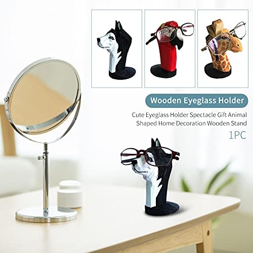 GeKLok Wooden Eyeglass Holder, Cute Animal Shaped Spectacle Holder, or Eyeglasses Sunglasses Home Office Desk Decor(size:Giraffe)