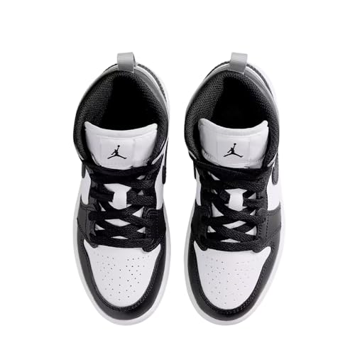 Jordan 1 Mid Little Kids' Shoes (White/Light Smoke Grey/Black)3