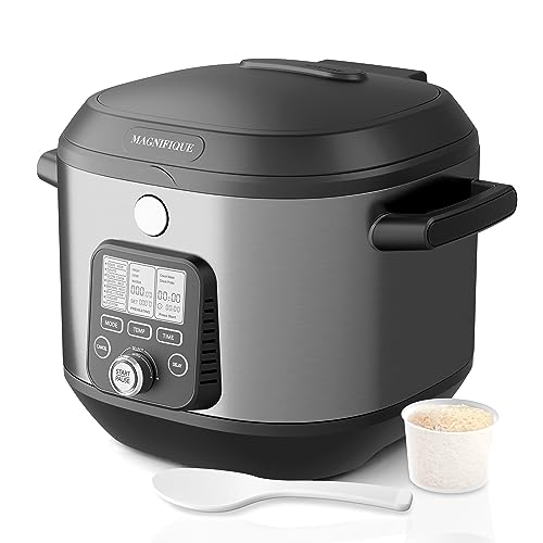 MAGNIFIQUE 6 Quart Programmable Slow Cooker Removable Healthy Nonstick Pot - Small Kitchen Appliance for Family Dinners - Serves 6+ People - Heat Settings: Keep Warm Brown Sugar