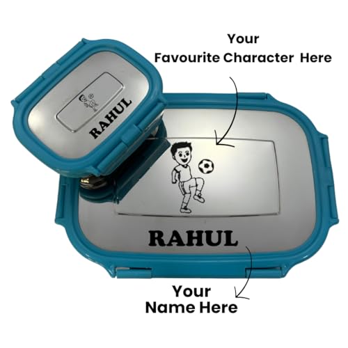 Image of ncgifts Personalized Tiffin | Customized Lunch Box for Kids with Name and Bottle, Favourite Character Engraved on Customized Tiffin Box with Bottle | for Birthdays, Return Gift
