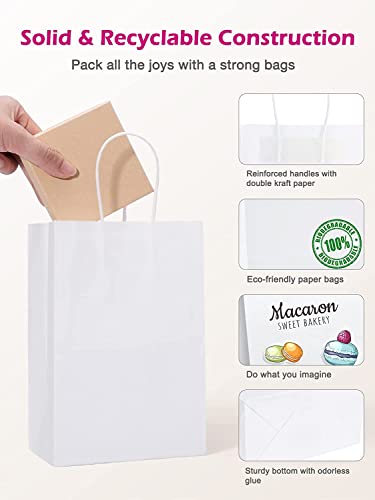 Image of RanGit Bhumi-White Paper Bags 6 inchX8 inchX4 inch Small Return Gift Bags, Paper Carry Bags, Shopping Bags, Craft Paper Retail Bag- Disposable Recycled Eco Friendly (50), 25 count