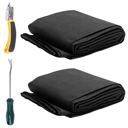 Swpeet 5 Piezas de tapicería de 60 Pulgadas x 3 Yardas de Tela Negra, reemplazo de Tela y Levantador de Tachuelas, Extractor de uñas con Punta en U con Kit de removedor de