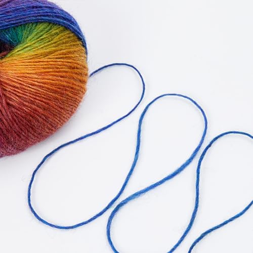 Image of NICEEC 3 Skeins Rainbow Soft Yarn 100% Wool Gradient Multi Color Yarn for Crocheting Knit Total Length 180mx3(196ydsx2,50gx3)-1#