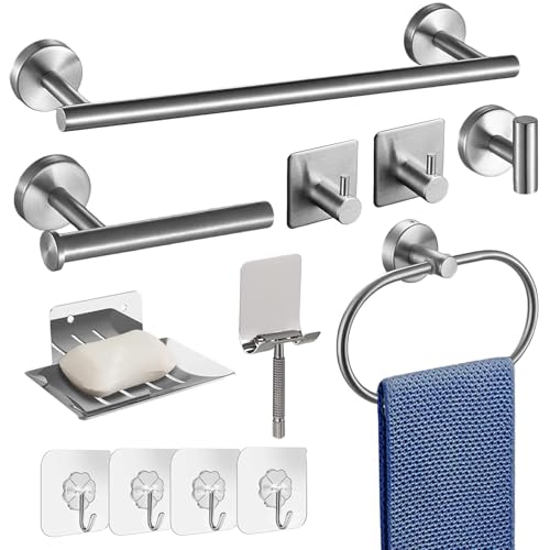Opiniones y reviews de Juegos de accesorios de baño disponible en línea para comprar. 43 Juego de Baño Plata de 12 Pack,Accesorios Para Baño,15.7' Toallero de Mano+para Rollos de Papel+Toallero en Forma de Anillo+Jabonera+Estante de Afeitado+7 Ganchos,304 Acero...