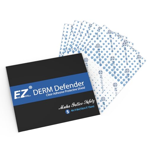EZ Pellicola Tatuaggi - 5 pezzi (15cm X 10cm) Second Skin Tattoo Cerotti Impermeabili per Mare Benda Trasparente Impermeabile per il Recupero Cutaneo Forniture per Tatuaggi