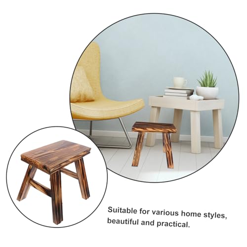 Taburete pequeño de madera maciza para evitar golpes con bordes suaves 8