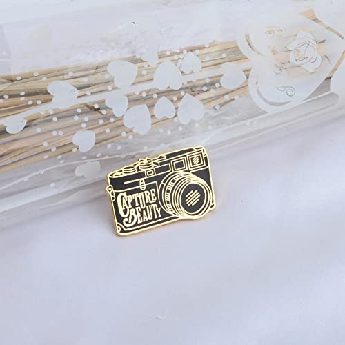 Image of UJIMS Photographer Gift Funny Camera Enamel Pin Photography Jewelry Camera Charm Gifts for Photographer Lovers