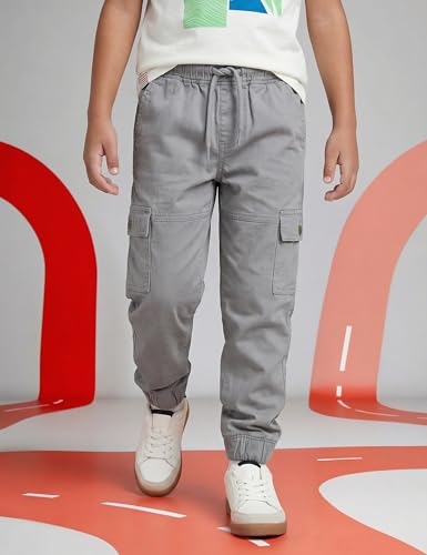 Image of Amazon Brand - Symbol Boy's Cotton Cargo Jogger | Elasticated Waistband and Cuff | Stretchable | Age 2-14 Years