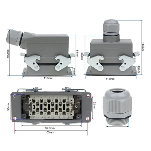 Conector rectangular HDC-HE-020 contra caídas de tensión en automatización de 16A 4