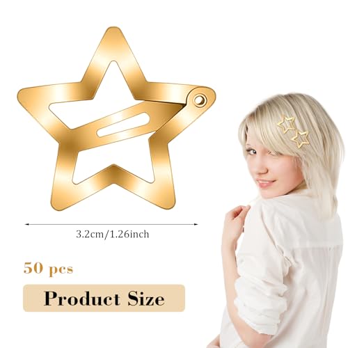 50 pinzas de estrella metálicas TIESOME 3.2 cm doradas miniatura 2