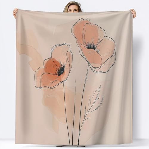 Genérico Manta Dibujado A Mano Flor De Amapola Mantas De Lana Estampadas En 3D para Adultos Y Niños, Mantas De Lana Súper Esponjosas, Manta De Lana Suave Y Cálida180 x 220 cm