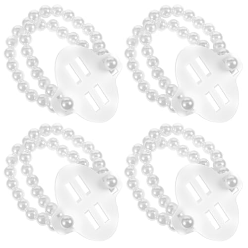 4 Pcs Corsage Wristlet Band Elastic Pearl Wrist Corsage Wrist Corsage Bracelets for DIY Handmade Prom Wedding Party (White)