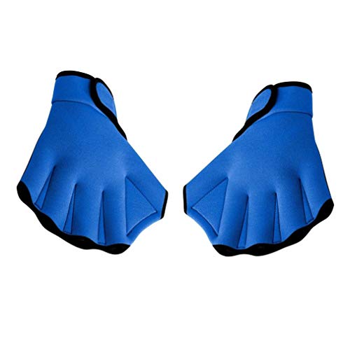 Aqua Fit Swim Training Gloves ,Flow Swimming Resistance Gloves - Webbed Gloves for Water Aerobics, Aquatic Fitness, and Swim Training (L, Blue)