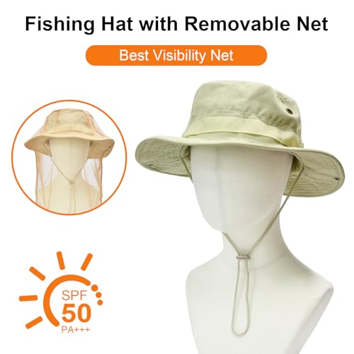 Image of Sun Hats for Men Women Bucket Hat UPF 50+ Boonie Hat Foldable UV Protection Hiking Beach Fishing Summer Safari