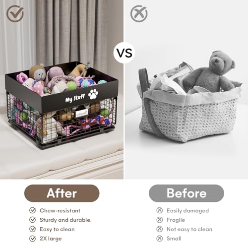 Qeerable BLACK METAL DOG TOY BASKET Dog Toy Basket - Metal Large Dog Toy Box thumb #1