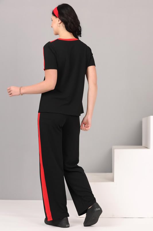 Image of Women's Cotton Blend Athletic Tracksuit - Round Neck Pullover Top & Bottom Set for Women and Girls | Sportswear & Loungewear Co-ord Set