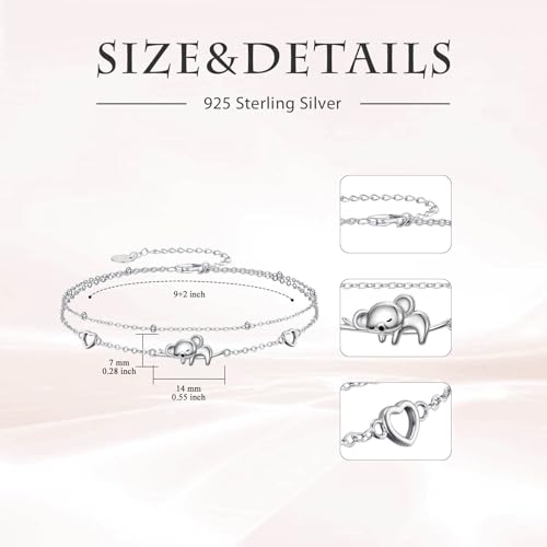 Image of 925 Sterling Silver Layered Ankle Bracelets for Women Jewelry Gifts | 925 Sterling Silver Layered Sea Turtles /Elephant /Wave Anklet Animal Bracelet Summer Ocean Beach Jewelry Gifts for Women