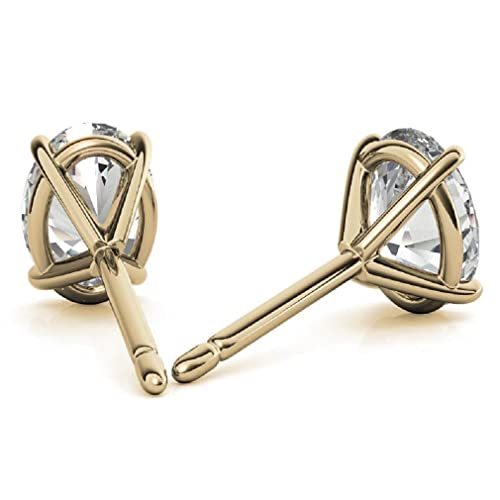 10K/14K/18K Solid Yellow Gold Handmade Moissanite Earring, 3 Tcw Oval Cut Diamond Stud Martini Set, Solitaire Anniversary Earring For Women, Engagement/Birthday Gifts, Push/Screw Back (Mdear213) #TOP2