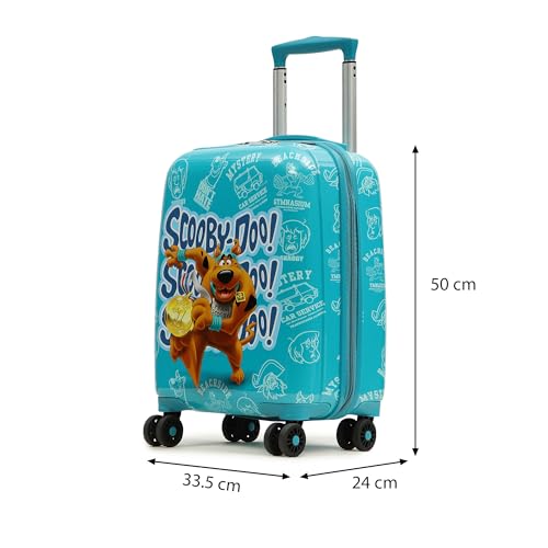 Image of YAYAVAR Scooby-Doo Kids Trolley Suitcase - 45L | Hard-Sided Printed Cabin Luggage with 8 Wheels, Number Lock, Scratch Resistant, Lightweight Travel Bag (50cm)