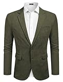 COOFANDY Corduroy Sport Coats for Men Casual Green Blazer Two Button Sports Jacket, Army Green, XXL