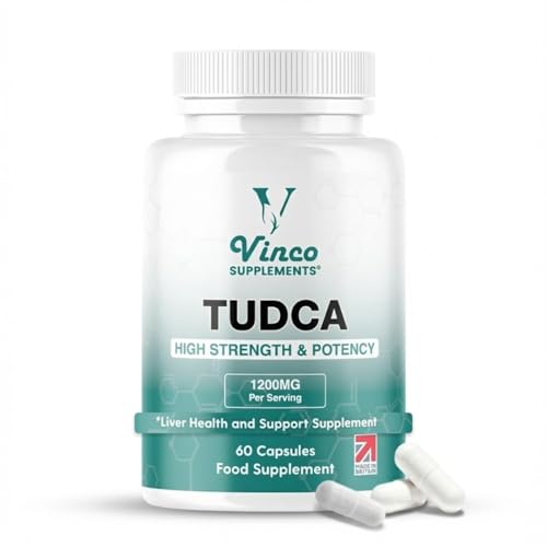 Vinco Tudca 1200mg - 60 Capsules - Tauroursodeoxycholic Acid - Advanced Liver Detox & Repair - Supports Healthy Bile Production Improves Digestion & Strengthens Immune System - Made in UK