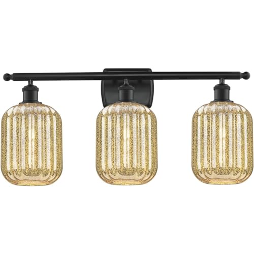 Innovations Lighting 516-3W-BK-G460-7ME Preston - 3 Light Jar Bath Vanity-12.75 Inch Tall and 26.75 Inch Wide