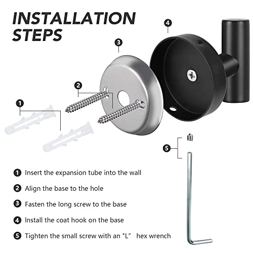 Lydia's Deal 4 Pack Towel Hooks For Bathrooms, Matte Black Stainless Steel Coat Robe Clothes Hook Modern Wall Hook Holder For Bathroom Kitchen Garage Hotel Wall Mounted #TOP2