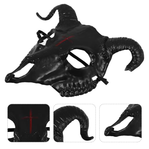SKISUNO Masque de Mouton Halloween 3d, Tête Animale en Plastique, Noir – vue 8