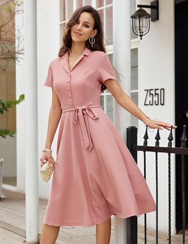 Image of Wedtrend Women's Vintage Tea Dress, Short Sleeve Cocktail Party Dress Work Church Casual Dress