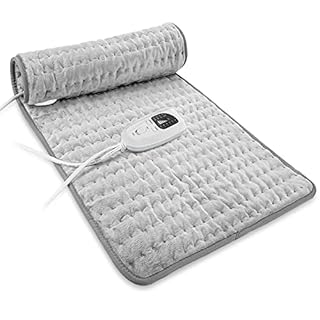 Heating Pad Electric Heat Pad, Hot Heated Pad,Moist Heat Heating Pad Moist and Dry Heat,Multiple Temp and Timer Settings (Silver gray, 24"X12")