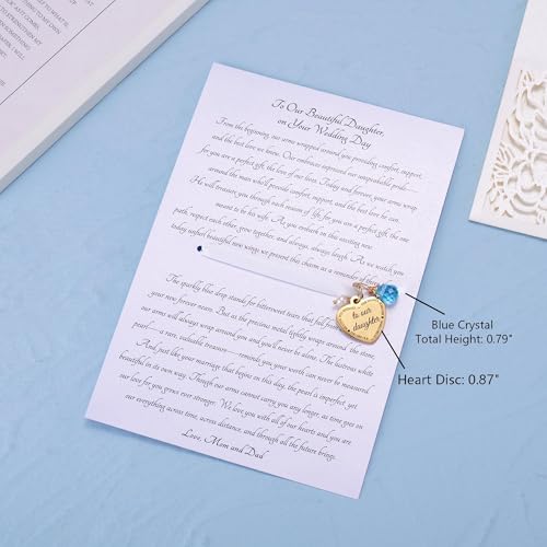 Image of MIXJOY Something Blue Gift for Bride, Wedding Day Bridal Blue Pearl Angel Wings Bouquet Garter Charm for Bride to Be